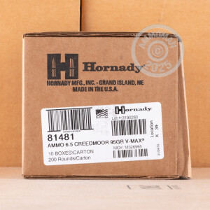 Photo detailing the 6.5MM CREEDMOOR HORNADY VARMINT EXPRESS 95 GRAIN V-MAX (20 ROUNDS) for sale at AmmoMan.com.