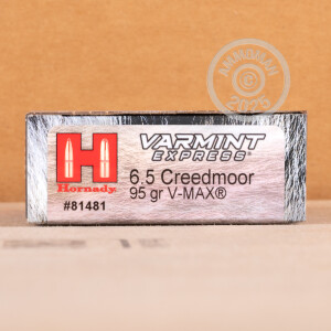 Image of the 6.5MM CREEDMOOR HORNADY VARMINT EXPRESS 95 GRAIN V-MAX (20 ROUNDS) available at AmmoMan.com.