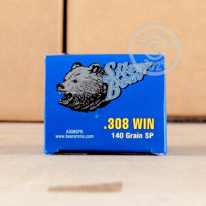 Photo detailing the 308 SILVER BEAR AMMO 140 GRAIN SP (20 ROUNDS) for sale at AmmoMan.com.