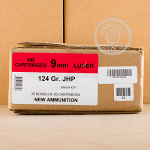 Photograph showing detail of 9MM LUGER BLACK HILLS 124 GRAIN JHP (20 ROUNDS)