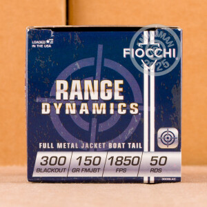 Photo detailing the 300 AAC BLACKOUT FIOCCHI 150 GRAIN FMJ (500 ROUNDS) for sale at AmmoMan.com.