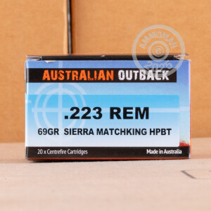 Image of the .223 REMINGTON ADI AUSTRALIAN OUTBACK 69 GRAIN BTHP (20 ROUNDS) available at AmmoMan.com.