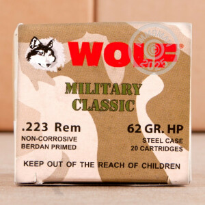 Image of the .223 RUSSIAN WOLF 62 GRAIN HOLLOW POINT (500 ROUNDS) available at AmmoMan.com.