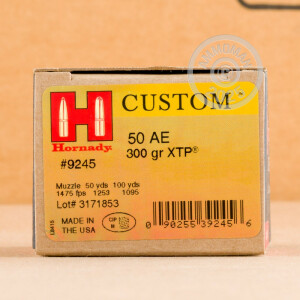 Photograph showing detail of 50 AE HORNADY XTP 300 GRAIN JHP (20 ROUNDS)