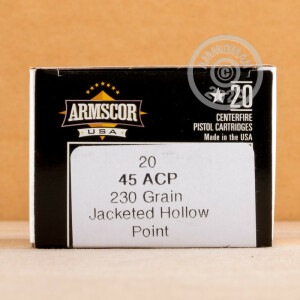 An image of .45 Automatic ammo made by Armscor at AmmoMan.com.