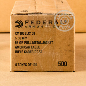 Image of 5.56x45mm ammo by Federal that's ideal for training at the range.