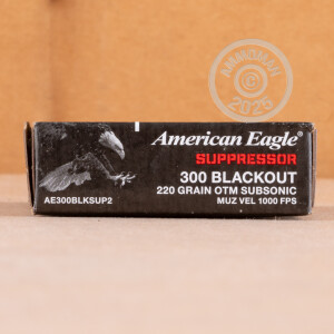 A photograph of 500 rounds of 220 grain 300 AAC Blackout ammo with a Open Tip Match bullet for sale.