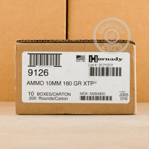 Image of the 10mm HORNADY 180 GRAIN XTP JHP AMMO (20 ROUNDS) available at AmmoMan.com.