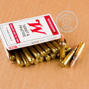 Image of Winchester 5.56x45mm rifle ammunition.