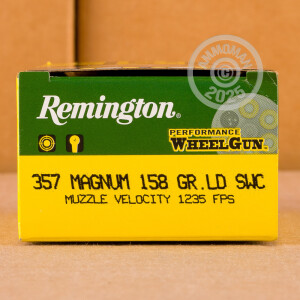 Photo detailing the 357 MAGNUM REMINGTON PERFORMANCE WHEELGUN 158 GRAIN LSWC (500 ROUNDS) for sale at AmmoMan.com.