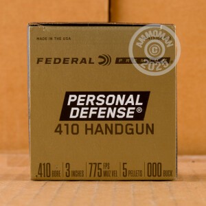 Photo detailing the .410 BORE FEDERAL HANDGUN 3" 000 BUCK (20 SHELLS) for sale at AmmoMan.com.