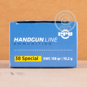 Photo detailing the 38 SPECIAL PRVI PARTIZAN 158 GRAIN LSWC (50 ROUNDS) for sale at AmmoMan.com.