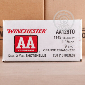 Image of 12 GAUGE WINCHESTER AA ORANGE TRAACKER LIGHT TARGET LOAD 2 3/4“ 1 1/8 OZ. #9 SHOT (25 ROUNDS)