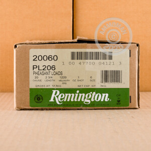 Picture of 2-3/4" 20 Gauge ammo made by Remington in-stock now at AmmoMan.com.