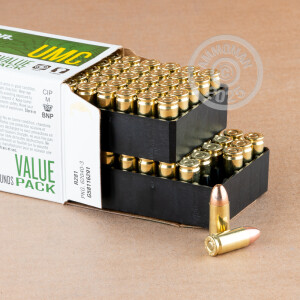 Image of 9mm Luger ammo by Remington that's ideal for training at the range.