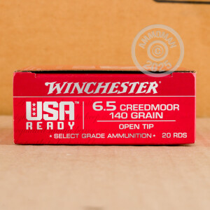 Photo detailing the 6.5 CREEDMOOR WINCHESTER USA READY 140 GRAIN OPEN TIP (20 ROUNDS) for sale at AmmoMan.com.