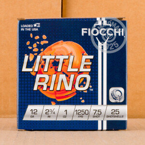 Photo detailing the 12 GAUGE FIOCCHI LITTLE RINO 2-3/4" #7.5 SHOT (250 ROUNDS) for sale at AmmoMan.com.