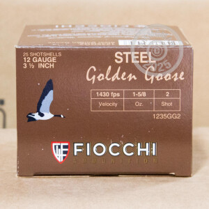 Image of 12 GAUGE FIOCCHI GOLDEN GOOSE 3-1/2" 1-5/8 OZ. #2 STEEL SHOT (25 ROUNDS)