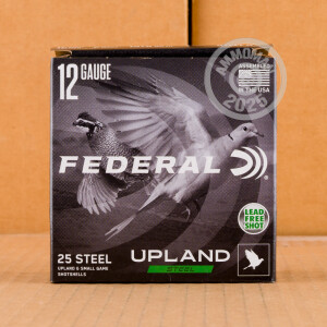 Photo detailing the 12 GAUGE FEDERAL UPLAND STEEL 2-3/4" 1 OZ. #6 STEEL SHOT (250 ROUNDS) for sale at AmmoMan.com.