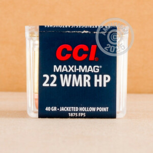 Photo detailing the 22 WMR CCI MAXI-MAG 40 GRAIN JHP (2000 ROUNDS) for sale at AmmoMan.com.