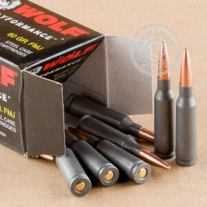 Photograph showing detail of 5.45X39MM WOLF POLYFORMANCE WPA 60 GRAIN FMJ (750 ROUNDS)