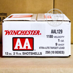 Photograph showing detail of 12 GAUGE WINCHESTER AA XTRA-LITE 2-3/4" 1 OZ. #9 SHOT (250 ROUNDS)