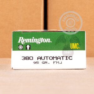 Photograph showing detail of 380 ACP REMINGTON UMC 95 GRAIN MC (50 ROUNDS)