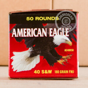 Photo detailing the 40 S&W FEDERAL AMERICAN EAGLE 180 GRAIN FMJ (500 ROUNDS) for sale at AmmoMan.com.