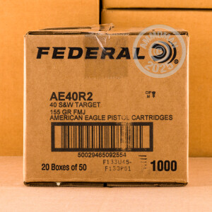 Photograph showing detail of 40 S&W FEDERAL 155 GRAIN FULL METAL JACKET (1000 ROUNDS)