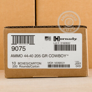 Photograph showing detail of 44-40 WINCHESTER HORNADY COWBOY 205 GRAIN LFN (20 ROUNDS)