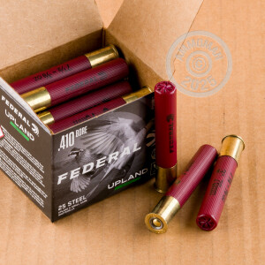 Image of the 410 BORE FEDERAL UPLAND STEEL 3" 3/8 OZ. #7.5 SHOT (25 ROUNDS) available at AmmoMan.com.