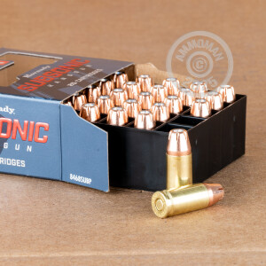 An image of 9mm Luger ammo made by Hornady at AmmoMan.com.