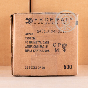 Image of 223 REMINGTON FEDERAL AMERICAN EAGLE 55 GRAIN FMJBT (500 ROUNDS)