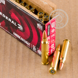 Image of the 223 REMINGTON FEDERAL AMERICAN EAGLE 55 GRAIN FMJBT (500 ROUNDS) available at AmmoMan.com.