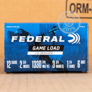 Image of 12 GAUGE FEDERAL GAME LOAD UPLAND HI-BRASS 2-3/4" 1-1/4 OZ. #6 SHOT (250 ROUNDS)