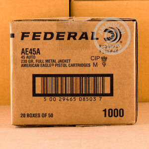 Photograph showing detail of FEDERAL 45 ACP 230 GRAIN #AE45A (1000 ROUNDS)