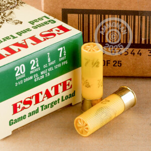 Image of the 20 GAUGE ESTATE GAME AND TARGET LOAD 2-3/4"  #7.5 SHOT (25 ROUNDS) available at AmmoMan.com.