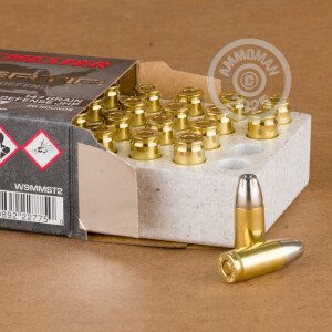 An image of 9mm Luger ammo made by Winchester at AmmoMan.com.