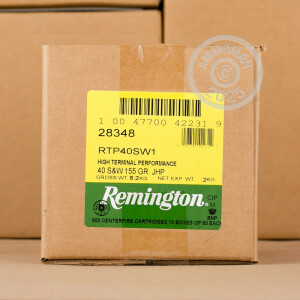 Photo detailing the .40 S&W REMINGTON HTP 155 GRAIN JHP (50 ROUNDS) for sale at AmmoMan.com.