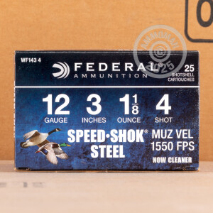 Image of 12 GAUGE FEDERAL SPEED-SHOK 3" 1-1/8 OZ. #4 STEEL SHOT (25 ROUNDS)