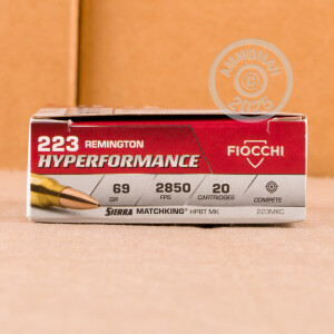 Photo detailing the 223 REMINGTON FIOCCHI MATCHKING 69 GRAIN BTHP (20 ROUNDS) for sale at AmmoMan.com.