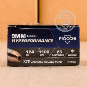 Photograph showing detail of 9MM LUGER FIOCCHI XTP 124 GRAIN JHP (500 ROUNDS)