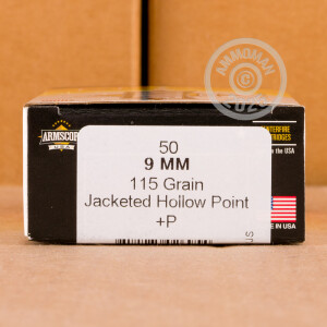 Photo detailing the 9MM +P ARMSCOR USA 115 GRAIN JHP (1000 ROUNDS) for sale at AmmoMan.com.