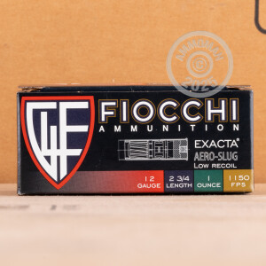 Photo detailing the 12 GAUGE FIOCCHI LOW RECOIL 2-3/4" 1 OZ. RIFLED SLUG (80 ROUNDS) for sale at AmmoMan.com.