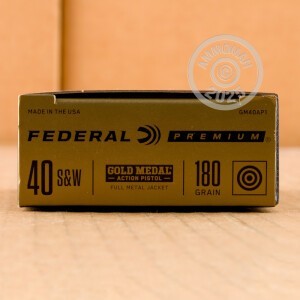 Photograph showing detail of 40 S&W FEDERAL GOLD MEDAL ACTION PISTOL 180 GRAIN TMJ FN (50 ROUNDS)