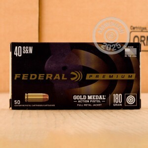 Photograph showing detail of 40 S&W FEDERAL GOLD MEDAL ACTION PISTOL 180 GRAIN TMJ FN (50 ROUNDS)