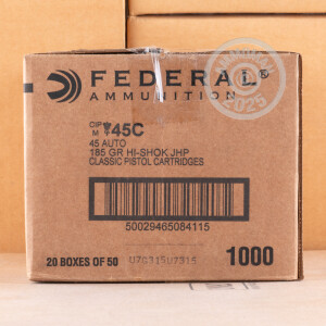 Image of the .45 ACP FEDERAL HI-SHOK 185 GRAIN JHP (50 ROUNDS) available at AmmoMan.com.