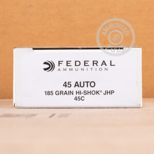 Photograph showing detail of .45 ACP FEDERAL HI-SHOK 185 GRAIN JHP (50 ROUNDS)