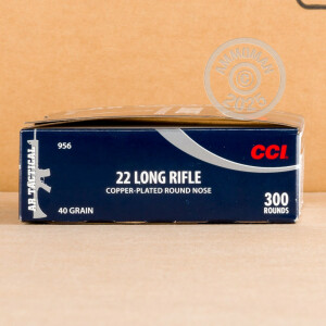 Photograph showing detail of 22 LR CCI AR-TACTICAL 40 GRAIN COPPER PLATED ROUND NOSE (300 ROUNDS)