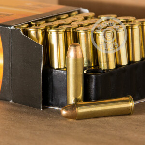 A photograph detailing the 357 Magnum ammo with FMJ bullets made by Armscor.